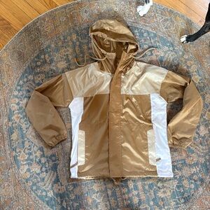 Arctix Tan and White Hooded Running Windbreaker